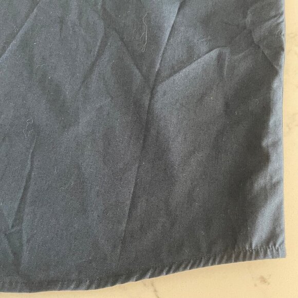 Shanghai Tang Designer SS Button Down Mandarin Collar Cotton Shirt Navy Blue L - Picture 6 of 12